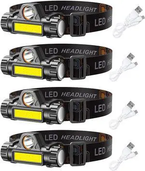 LED headlamp Flashlight 4-Pack LED Rechargeable Headlamp Headlight for Running Camping Hiking and More Lumens USB Rechargeable Headlight Outdoor Camping Cycling Fishing headlamp Flashlight