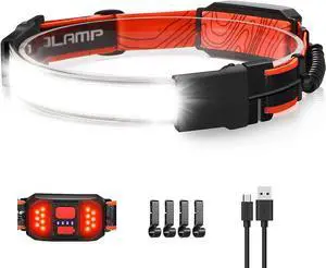 LED Headlamp Flashlight 1000lumens 230° Broadbeam Headlight USB Rechargeable Head Lamp with Red Taillight Lightweight Waterproof Headlamps for Camping Running Hiking Hard Hat Headlamp