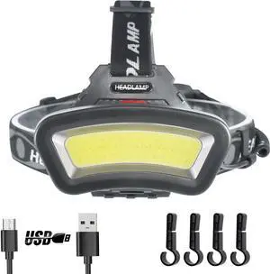 Headlamp LED Headlight Rechargeable 22000 High Lumen USB Head Light, Head Lamp COB Floodlight with Red Light for Adults - Night Fishing, Construction, Maintenance - 90° Adjustable