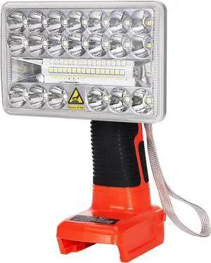 YEX-BUR LED Work Light for Black and Decker 20V Battery, 18W 2000LM Portable Spotlight Floodlights with USB-A Port for Camping Car Repairing Garage