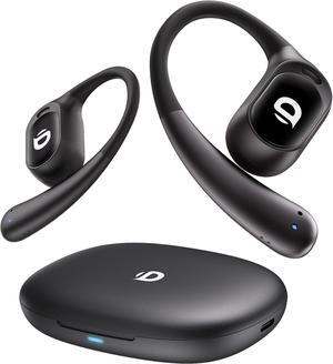 Open Ear Earbuds, True Wireless Open Ear Headphones with Earhooks, Air Conduction earphones, Touch Control, Dual Noise-Cancelling Mics, Up to 30 Hours Power with Case, IPX5, Workouts, Yoga, Running