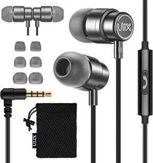 UliX Rider Wired Earbuds in-Ear Headphones, Earphones with Microphone, 5 Years Warranty, with Anti-Tangle Cable, Ear Buds for iPhone, iPad, Samsung, School Students, Kids, Women, Small Ears