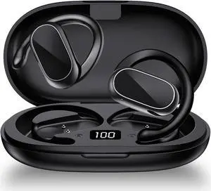 Open Ear Headphones,360-Degree Panoramic Sound, DT4.0 Without Sound Loss,Air Conduction, 48H Range,LED Display,IPX7 Waterproof, Wireless Earbuds for Meeting, Driving,Traveling