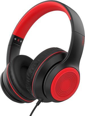 A8 Wired Over-Ear Headphones with Microphone, Lightweight Folding Portable Headphones with 1.5M No-Tangle Cord, 3.5mm Plug in Headphones for Smartphone Tablet Computer MP3 / 4 (Black)