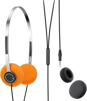 iKF Y3 Wired Headphones, Retro Style, Adjustable Headband, 3.5mm Jack, Lightweight, Replaceable Orange Ear Pads 80S 90S Y2K Old School Suitable for Walkman/Computer/PC/Laptop/CD Player