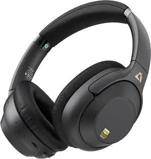 Riibox Y7Pro Hybrid Active Noise Canceling Headphones, 80 Hours Playtime,Hi-Res Audio Wireless Over-Ear Bluetooth Headphones for Home Travel Office Meetings Deep Bass - Black