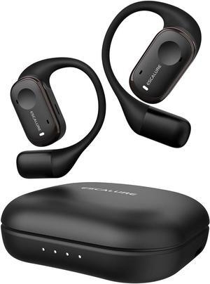 Open Ear Headphones Wireless Bluetooth with 4-Mic, 30H Playtime Open Ear Earbuds, IPX5 Sweat Resistant Open Ear Buds with Earhooks, Deep Bass Open Ear Wireless Earbuds, Lightweight, Black