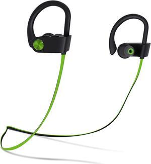 U8 Bluetooth 5.3 Headphones, Wireless Earbuds with 15 Hours Playtime, IPX7 Waterproof Sports Headphones for Running Workout Gym, Powerful Beat Deep Bass, Flexible Stable Ear Hooks -Green