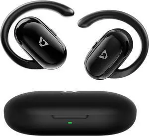 Open Ear Headphones Wireless Sports Earbuds 60 Hours Long Playtime with Charging Case Snug Fit Bluetooth Earbuds with Rotatable Ear Hooks ENC Clear Calls Premium Sound IPX4 Waterproof Black
