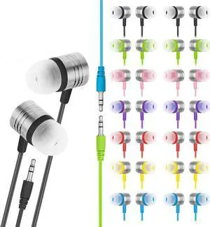 Pack of 10 Disposable Kids Headphones in-Ear 3.5mm Audio Jack, Headphones for Kids, Wired Earbuds for School, Gym, Airplane, Work or at Home