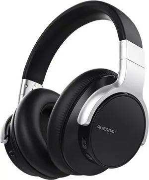 AUSDOM E7 Noise Cancelling Headphones: Wireless Bluetooth Over Ear ANC Headphones with Microphone, 50H Playtime, Hi-Fi Sound, Deep Bass, Comfortable Earpads for Travel Work Home Office