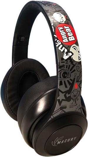 Bluetooth Headphone, Over Ear, Foldable, Adjustable. Glowing Led Light, Noise Cancelling, HiFi Sound Quality (Black)