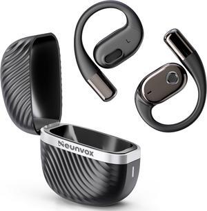Open-Ear Headphones Wireless Bluetooth 5.3 Air Conduction Open Ear Buds with Mic Open Ear Earbuds with Earhooks IPX5 Waterproof 40Hours Playtime Earphones for Running Workout Black