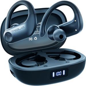 TREBLAB X3 Pro - Workout True Wireless Earbuds, Comfortable Earhooks, Bluetooth 5.3, Punchy Bass, Noise Isolation, 145H Playtime, IPX5 Waterproof, Sweatproof, 2 Mics for Calls, Sport Bluetooth Earbuds