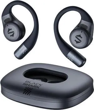 Black Shark Open Ear Bluetooth Headphones, Bluetooth 5.3 Wireless Sports Earphones, Noise Canceling, IPX6 Waterproof, 0.06s Low Latency, Ultra-Thin Charging Case -Ideal for Sports/Outdoor Activities