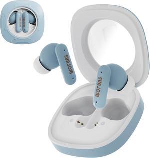 Xspace Transparent Macaron Colorful True Wireless Hi-Res Audio Bluetooth 5.3 Earphones ENC TWS in Ear Earbuds Loud Bass with Microphone Sweatproof for Sports,Gym,WorkBlue