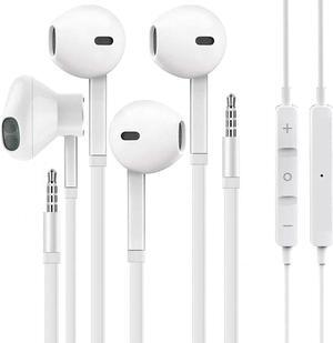 [2 Pack] Aux Earbuds Vize 3.5mm Wired Headphones Noise Isolating Earphones Volume Control & Built-in Microphone Compatible with iPhone//Android/MP3/MP4