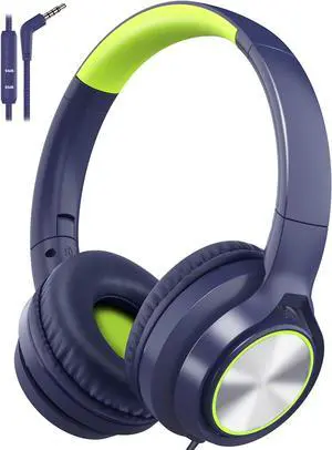 Kids Headphones with Cord , Wired Over Ear Headsets with Microphone Limited Volume 85dB/ 94dB, Portable Wired Headphones for Kids Boys Girls Teens Children Online School/Travel/iPad/Tablet/Cellphone
