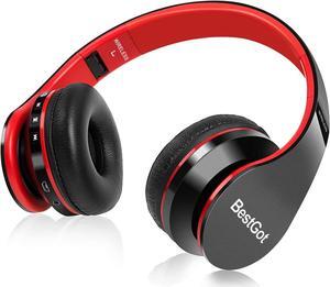 Kids Bluetooth Headphones BT6002 Wireless Headphones for Kids Children Adults for School Foldable Headset for 18 Hours for PC/Phone/Tablets/TV (Black/Red)
