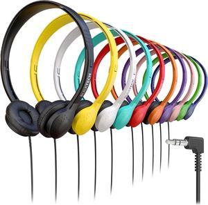 10 Pack Bulk Wired On-Ear Leather Headphones with 3.5mm Connector, Multi
