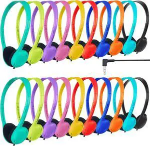 30 Pack Class Set Headphones for Kids Students School Classroom Headphones Bulk Over The Ear Adjustable with 3.5 mm Jack for Library Children Adults Office Gifts (10 Mixed Colors)