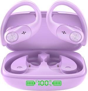 Wireless Earbuds Bluetooth Headphones Wireless Charging Case LED Display 40H Playtime Built in Mic Over Ear buds Waterproof Earphones with Earhooks Deep Bass Sound Headset for Sport Running Workout TV