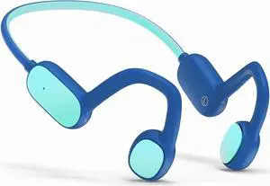 Kids Headphones, Bluetooth 5.2 Air Conduction Open Ear Headphones, 85dB Volume Limiting, Stereo Sound with Mic, IPX5 Waterproof, 20H Playtime, Perfect for School and Outdoor Activities-Blue