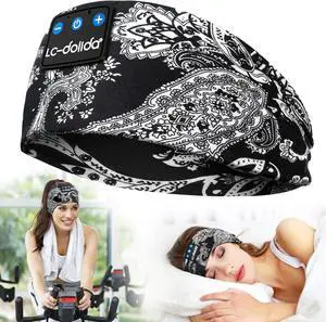 LC-dolida Sleep Headphones Bluetooth Music Wireless Band Headphones with Thin HD Stereo Speakers Perfect for Side Sleepers, Sport, Yoga, Travel