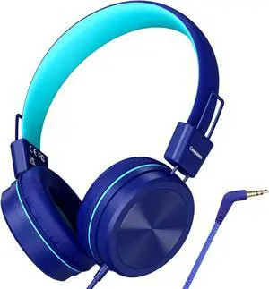 Kids Headphones, Toddler Headphones with Safe Volume Limiter 94dB, Wired School Headphones for Kid, 3.5mm Adjustable On-Ear Headphones for Boys/Girls/Children/Teens/iPad/Computer, Dark Blue