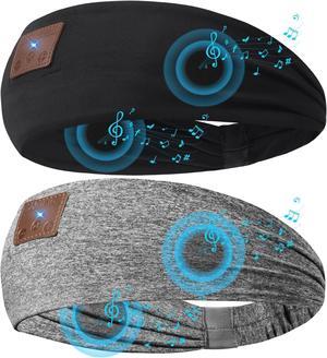2-Pack Sleeping Headphones Bluetooth Headband, 2024 New Headband Headphones with Ultra-Thin Speakers, Wireless Headphones Headband for Side Sleepers, Running, Insomniac, Travel, MeditationBlack&Grey
