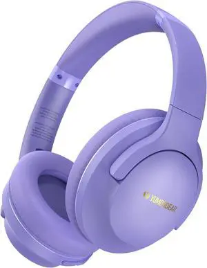 Bluetooth Headphones Over Ear, 80H Playtime Headphones Wireless with 3 EQ Modes, Wireless Headphones with Mic, HiFi Stereo Foldable Bluetooth Headphones for PC Phone Home Travel (Purple)