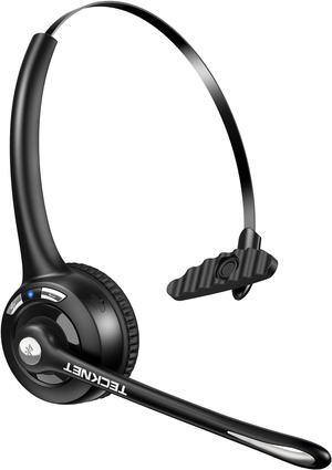 TECKNET Bluetooth Headset, Wireless Headset with Noise Canceling Microphone for Trucker, On-Ear Bluetooth Headset with Mute Mic for Work