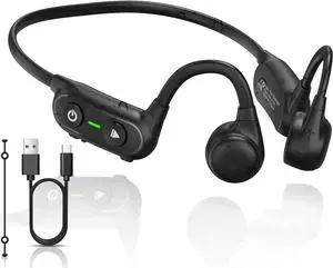 Bone Conduction Headphones, Open Ear Bluetooth 5.3 Headphones with Mic, Sweat Resistant Wireless Earphones for Running, Cycling, Workouts and Driving, Up to 12H Playtime Sports Headset