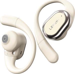 Open Ear Bluetooth 5.4 Headphones, Wireless Earbuds with Earhooks, Touch Control, Dual Mic Clear Calls, IPX4 Waterproof, Lightweight Design, 32H Playtime, Perfect for Running & Workouts - Beige