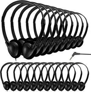 50 Pack Classroom Headphones Bulk for School Kids Students, Wholeslae Wired Durable Earphones Class Set for Children Toddler Teens Boys Girls and Adult (HY857,50 Black)