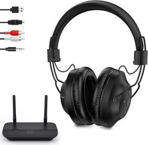 ROSIDA Wireless Headphones for TV Watching with Transmitter, TV Headphones Wireless for Seniors 295FT Range with Optical, AUX, RCA and USB Way, High Volume Control, Long Playtime, No Delay, Black