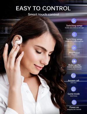 Open Ear Headphones Wireless Bluetooth 5.3, Safe Sports Open Ear Earbuds with Premium Sound, Sweat Resistant, Long Battery Life