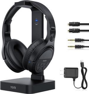 Wireless Headphones for TV Watching with 2.4GHz RF Transmitter Charging Dock Rechargeable Stereo TV Headphones Digital Optical AUX Input, Long Work Rang, No Delay, Compatible for Most TVs