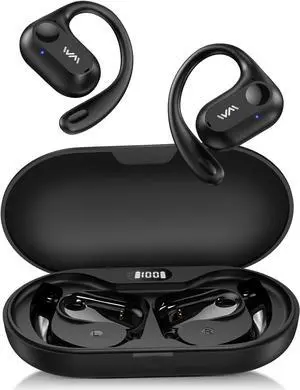 Open Ear Headphones,Bluetooth 5.3 Air Conduction Headphones ,Comfortable for Long Wear ,Powerful Bass,AI Clear Calls,30H Playback,IPX6 Light Weight Open Ear Earbuds with Ear-Hook for Workout,Running