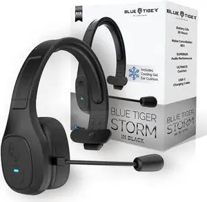 Storm Black - Premium Trucker Bluetooth Headset - Wireless Noise Canceling Mono Headset with Mic - High-Fidelity Sound, 30-Hour Talk Time, USB-C Charging - for Truck Drivers, Bluetooth 5.0