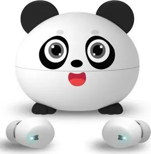 Kids Earbuds, Wireless Bluetooth Girls Boys Headphones with Microphones, 85dB Healthy Volume Control Protect Hearing, Lightweight, Waterproof, 30Hrs Playtime,Earphones for iPad Tablet Computers, Panda