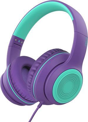 A8 Wired Over-Ear Headphones with Microphone, Lightweight Folding Portable Headphones with 1.5M No-Tangle Cord, 3.5mm Plug in Headphones for Smartphone Tablet Computer MP3 / 4 (Purple)