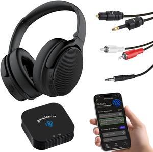 HomeSpot JM320 Auracast TV Headphones, Bluetooth 5.4, with Wireless Transmitter for AV Home Theater Projector, TV & Mobile Seamless Switching, LE Audio Low Latency, Gifts for Senior (Basic Pack)