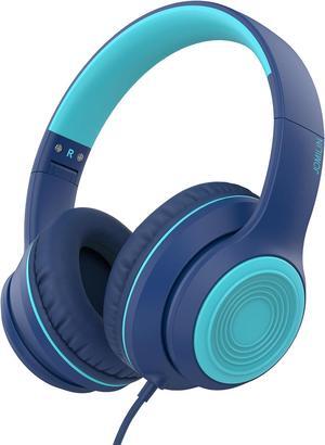 A8 Wired Over-Ear Headphones with Microphone, Lightweight Folding Portable Headphones with 1.5M No-Tangle Cord, 3.5mm Plug in Headphones for Smartphone Tablet Computer MP3 / 4 (Blue)