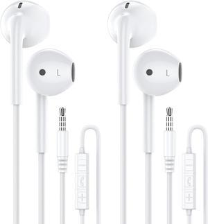 MOSWAG in Ear Headphones, Half in Ear Headphones with Mic Built in Volume Control Suitable for IPad, Android, MP3, Samsung Most 3.5mm Audio Devices