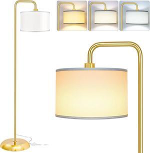 [Upgraded] LED Floor Lamp for Living Room, 3 Color Temperature Floor Lamp with Foot Switch Modern Standing Lamp Tall Pole Floor Reading Lamp for Bedroom, Study Room, Office, 9W Bulb Included, Gold