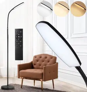 LED Floor Lamp, Super Bright Dimmable Floor Lamps for Living Room with 1H Timer,Stepless Adjustable 3000K-6500K Colors & Brightness Standing Lamp with Remote & Push Button Reading Floor Lamps