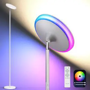 Floor Lamp, 42W 3700LM Modern Torchiere Sky LED Lamps, Super Bright Tall Standing Pole Light with Remote, 5 Color Temperatures,Memory Function & Touch Control for Living Room, Bedroom, Office(White)