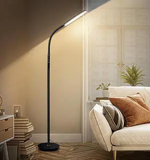 Modern LED Floor Lamp Bright 18W sofa reading Lamps Estheticians' Light for Lash Extensions,Dimmable Modern Standing Light,Adjustable Gooseneck Task Lighting for Living Room Bedroom Office