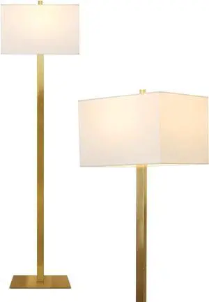 Brightech Stella Mid-Century Modern Standing Lamp, Contemporary Lamp for Living Rooms & Offices, LED Floor Lamp for Reading and Work, Excellent Tall Lamp with Heavy Base for Living Room Décor - Brass
